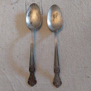 Vintage Monogrammed Old Company plate Silver serving spoons
